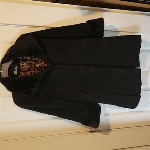 Swing cape coat Dale Dressin M angora acrylic wool blend fur collar sleeve